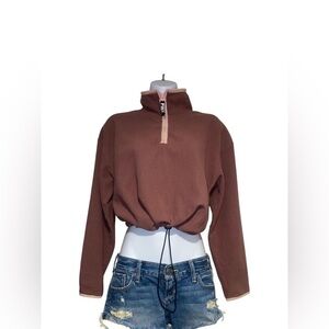 VS PINK mauve fleece cropped quarter zip sweatshirt
